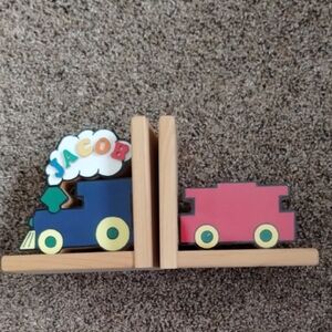 Wooden Train Bookends
